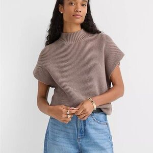 Loft Angled Ribbed Wedge Sweater in Perfect Taupe